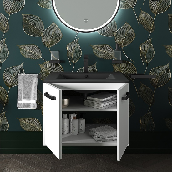 celeste 600 wall white vanity unit black sink celeste 600 wall white vanity unit black sink