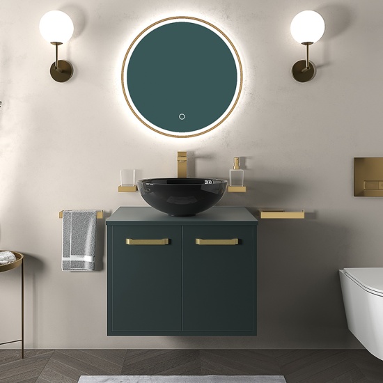 celeste green 600 wall hung countertop black basin unit