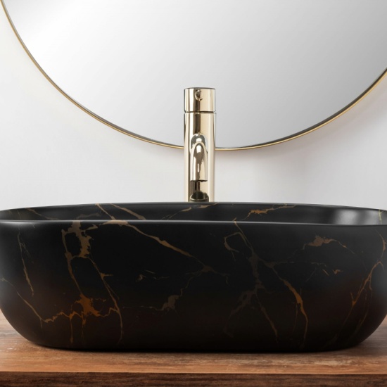 bodine matt black marble vessel sink