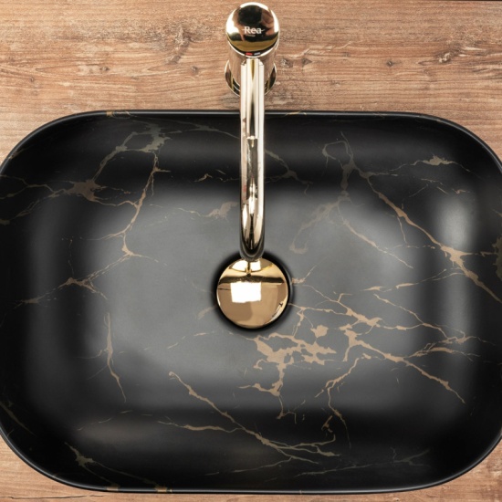 Bodine Matt Black Marble Vessel Sink Top View Bodine Matt Black Marble Vessel Sink Top View