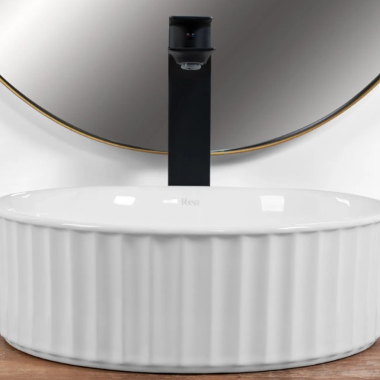 charlene white round countertop basin