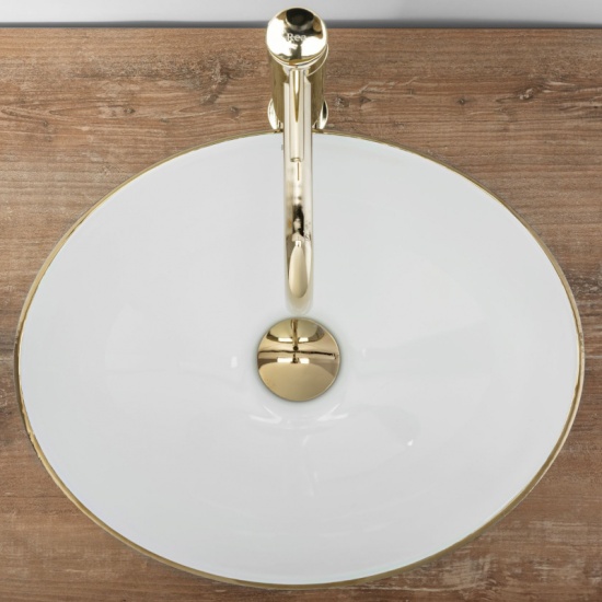 Sofia Brushed Gold Oval Counter Top Basin Top View Sofia Brushed Gold Oval Counter Top Basin Top View