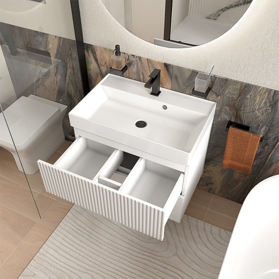 jasmine 700 white wall vanity unit with white sink