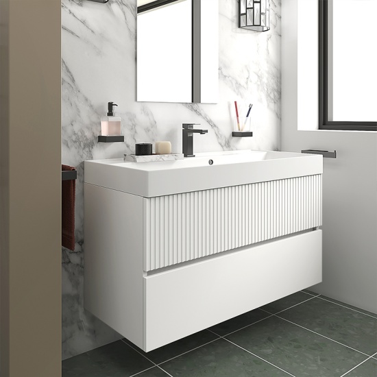 jasmine 1000 white wall vanity unit with white basin
