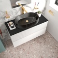 jasmine 1000 white wall vanity unit with black basin jasmine 1000 white wall vanity unit with black basin