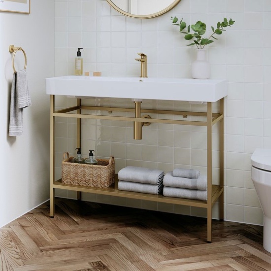 britton shoreditch 1000mm washbasin with gold frame