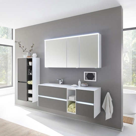 pelipal 6010 1300mm wall sink unit drawers shelves quartz grey