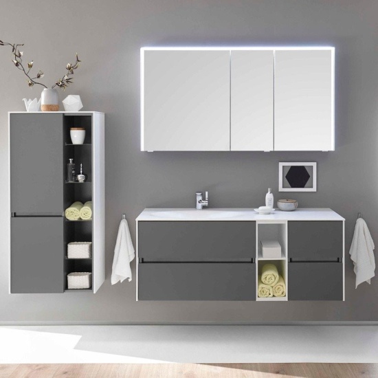 pelipal 6010 1300mm wall hung vanity unit with drawers and shelves | quartz grey pelipal 6010 1300mm wall hung vanity unit with drawers and shelves | quartz grey