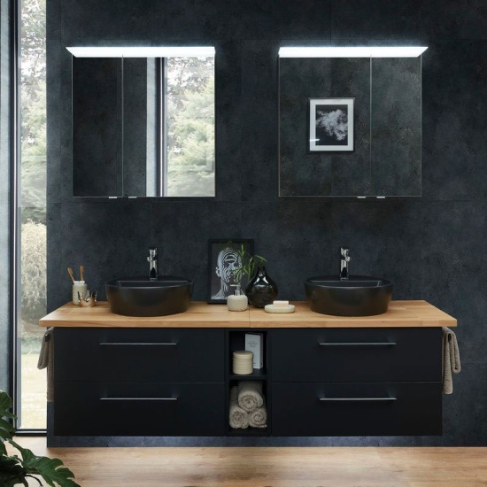 pelipal 9005 1800 large vanity unit black sinks oak countertop
