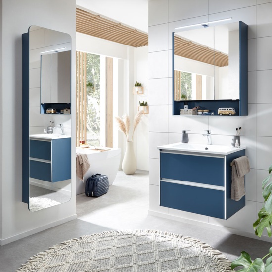 pelipal 6040 wall hung two drawer 700mm cloakroom vanity unit with optional mirror cabinet & tall shelving