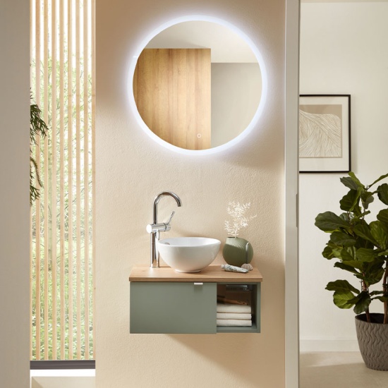 pelipal 6040 610mm vanity unit with worktop, countertop basin & left-hand door