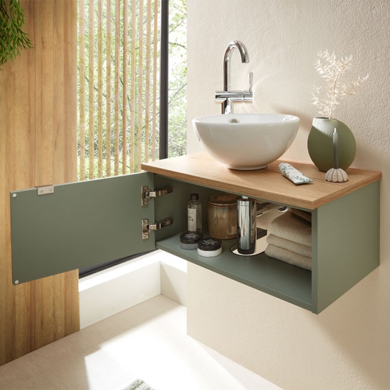 pelipal 6040 610mm vanity unit with worktop, countertop basin & left-hand door pelipal 6040 610mm vanity unit with worktop, countertop basin & left-hand door