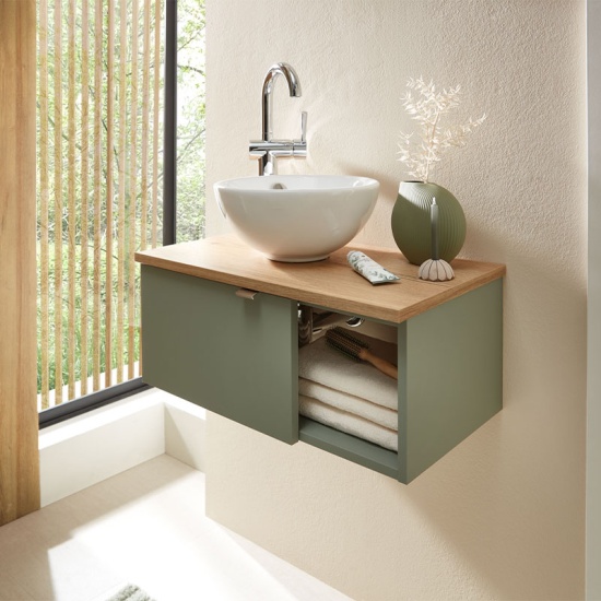 pelipal 6040 610mm vanity unit with worktop, countertop basin & left-hand door pelipal 6040 610mm vanity unit with worktop, countertop basin & left-hand door