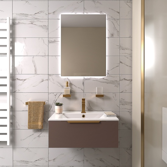 pemberton gold 600mm wall hung basin drawer unit