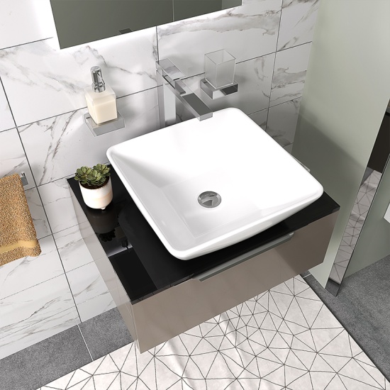 pemberton gold 600mm wall hung countertop sink drawer unit black glass top pemberton gold 600mm wall hung countertop sink drawer unit black glass top