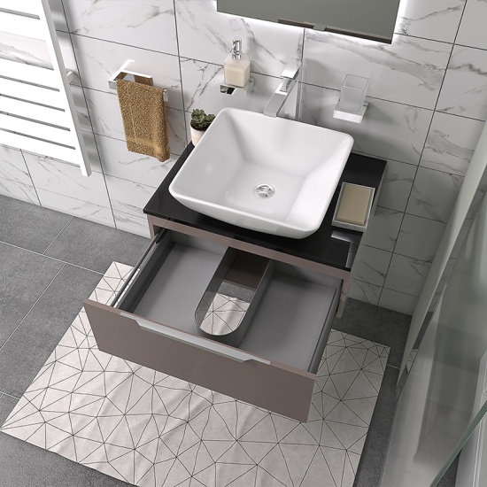 pemberton gold 600mm wall hung countertop sink drawer unit black glass top pemberton gold 600mm wall hung countertop sink drawer unit black glass top