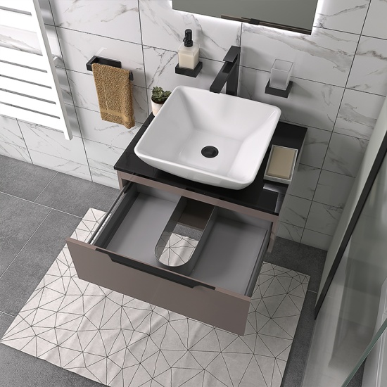pemberton gold 600mm wall hung countertop sink drawer unit black glass top pemberton gold 600mm wall hung countertop sink drawer unit black glass top