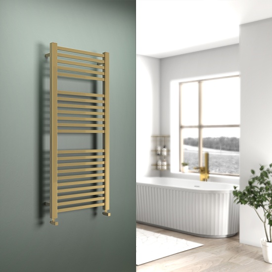 jivana radiator brushed brass 1200 x 500
