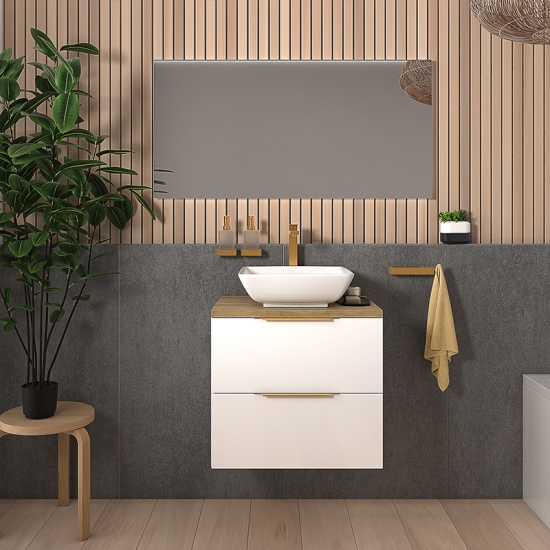 sonix white 600 wall hung bathroom unit with oak worktop sonix white 600 wall hung bathroom unit with oak worktop