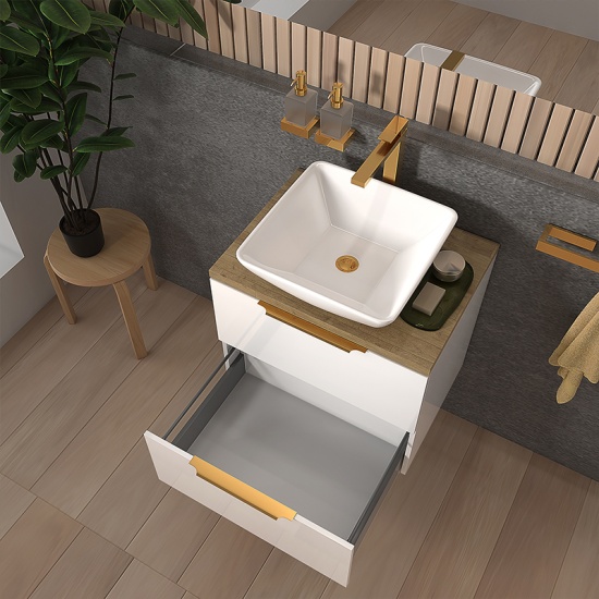 sonix white 600 wall hung bathroom unit with oak worktop sonix white 600 wall hung bathroom unit with oak worktop