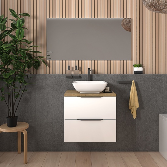 sonix white 600 wall hung bathroom unit with oak worktop sonix white 600 wall hung bathroom unit with oak worktop