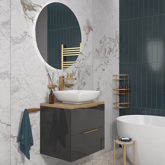 sonix grey 600 wall hung bathroom unit with oak countertop sonix grey 600 wall hung bathroom unit with oak countertop
