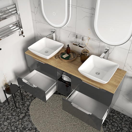sonix grey 1500 wall hung vanity storage unit with oak countertop sonix grey 1500 wall hung vanity storage unit with oak countertop