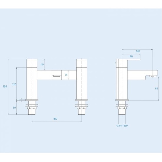 Line Drawing of Virgo Black Bath Filler Tap