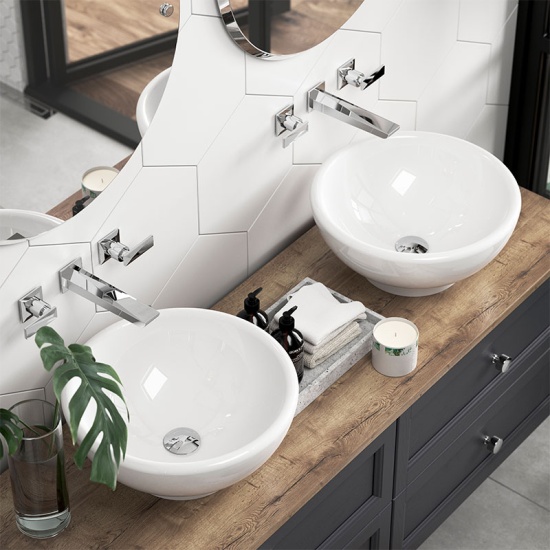 heritage caversham 1400 graphite traditional vanity unit with worktop two sinks