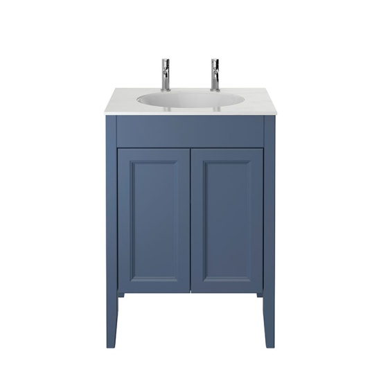 heritage caversham 600mm maritime blue freestanding dorchester vanity with under counter basin