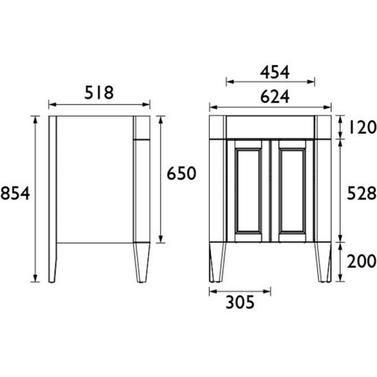 heritage caversham 600 chantilly white floorstanding granley vanity unit under counter basin