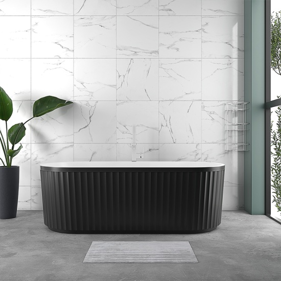 jasmine 1700 fluted black double ended bath
