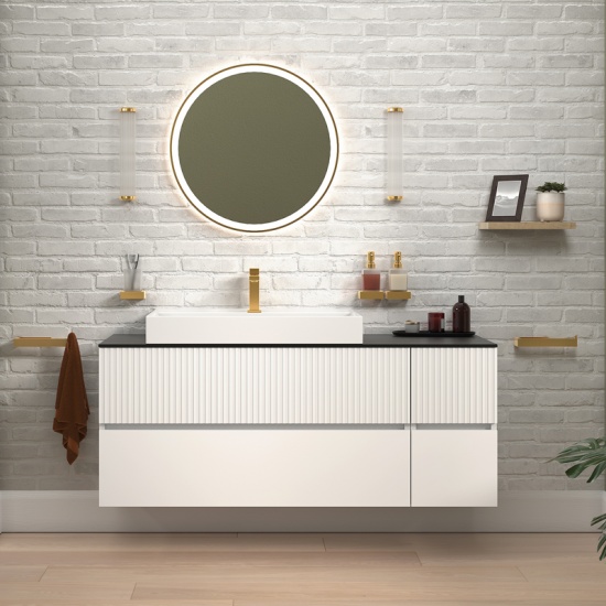 jasmine 1300 fluted white wall vanity with white sink 1 side unit jasmine 1300 fluted white wall vanity with white sink 1 side unit
