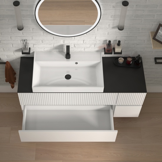 jasmine 1300 fluted white wall vanity with white sink 1 side unit jasmine 1300 fluted white wall vanity with white sink 1 side unit