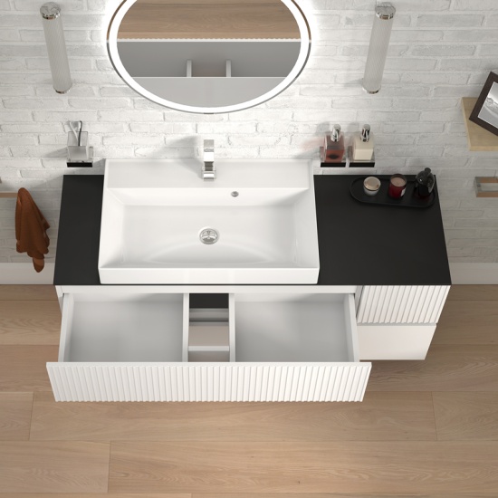 jasmine 1300 fluted white wall vanity with white sink 1 side unit jasmine 1300 fluted white wall vanity with white sink 1 side unit