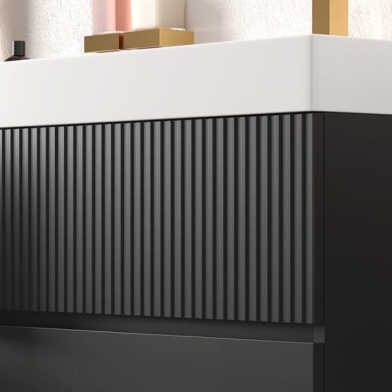jasmine 1000 fluted black wall vanity with white sink 1 side unit jasmine 1000 fluted black wall vanity with white sink 1 side unit