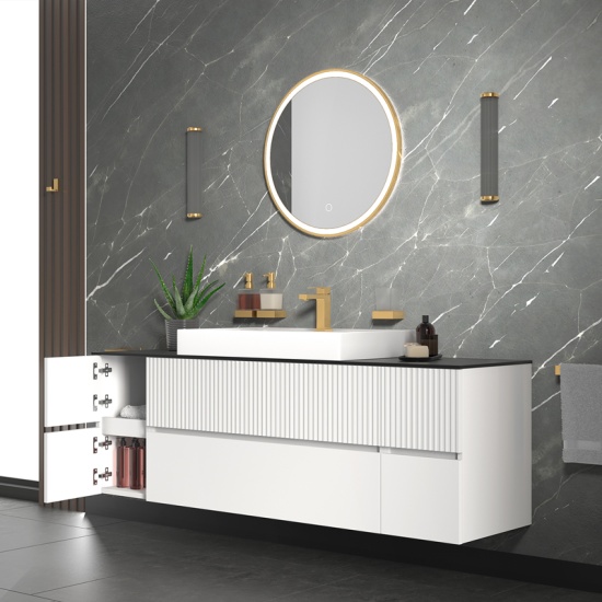 jasmine 1600 fluted white wall vanity with white sink two side units jasmine 1600 fluted white wall vanity with white sink two side units