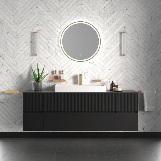 jasmine 1600 fluted black wall vanity with white basin two side units jasmine 1600 fluted black wall vanity with white basin two side units