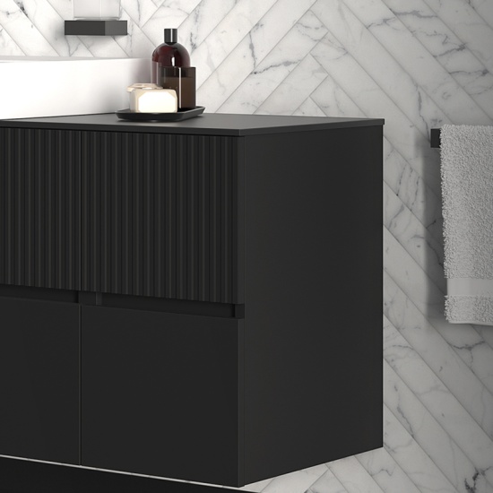 jasmine 1600 fluted black wall vanity with white basin two side units jasmine 1600 fluted black wall vanity with white basin two side units