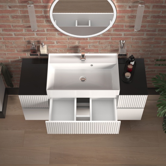 jasmine 1300 fluted white wall vanity with white sink two side units jasmine 1300 fluted white wall vanity with white sink two side units