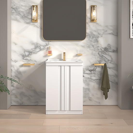 chester 600 white floorstanding vanity unit with sink