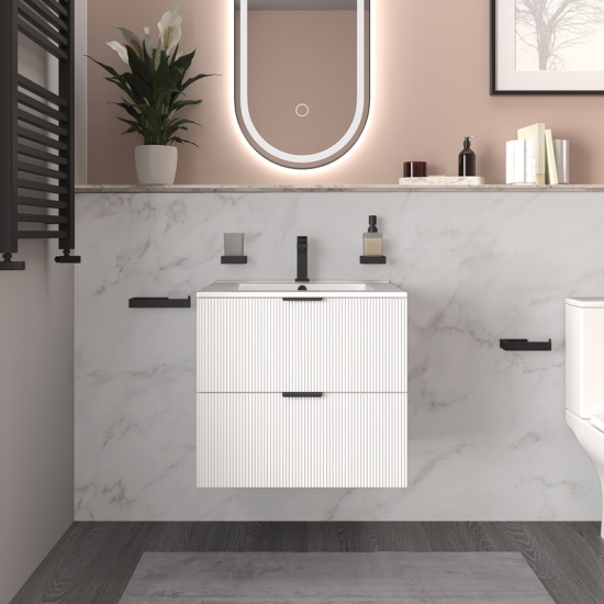 sonix white 600 wall vanity unit fluted sonix white 600 wall vanity unit fluted
