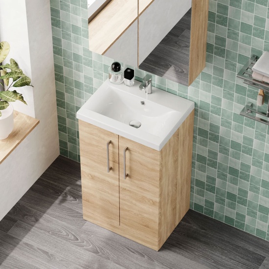 nuie arno bleached oak 500mm floor vanity unit doors