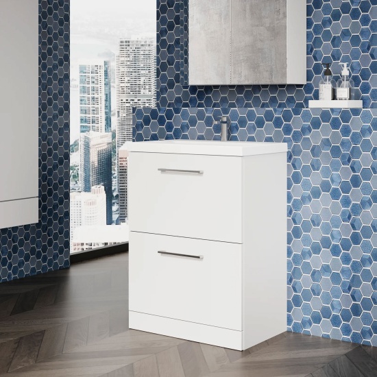nuie arno gloss white 600 floor vanity unit with basin and drawers nuie arno gloss white 600 floor vanity unit with basin and drawers
