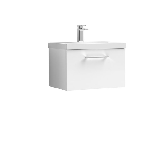 nuie arno gloss white 600 wall vanity unit with drawer