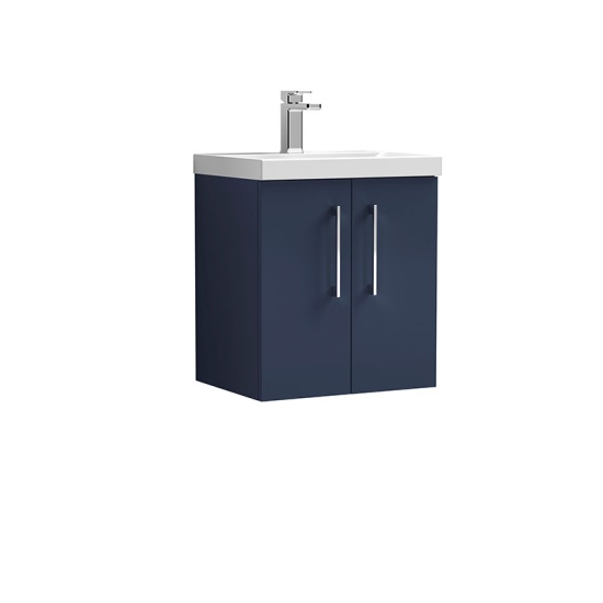 nuie arno indigo blue 500 wall vanity unit with doors