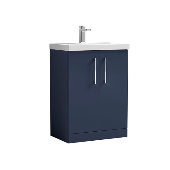nuie arno indigo blue 600 floor vanity unit with doors