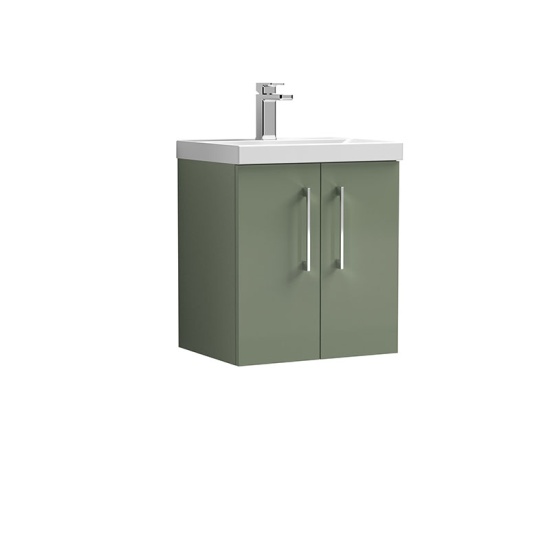 nuie arno green 500 wall vanity basin unit with doors
