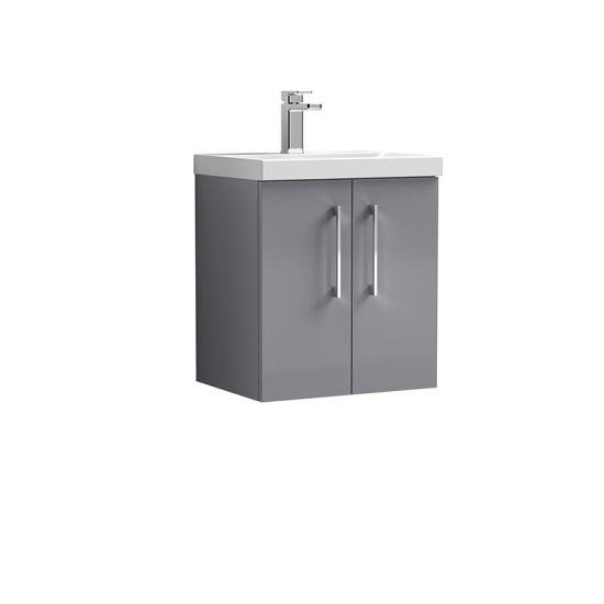 nuie arno grey 500 wall vanity sink unit with doors