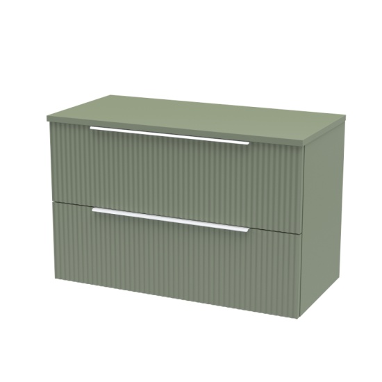 hudson reed fluted 800mm green wall hung vanity drawer unit black sink
